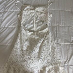 White Sleeveless Spaghetti Strap Mini Sundress